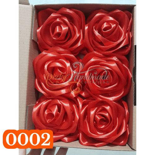 Bunga Mawar Satin Tanpa Tangkai Bambu per Lusin